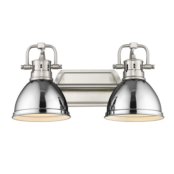 Duncan Pewter Two-Light Bath Vanity with Chrome Shades, image 2